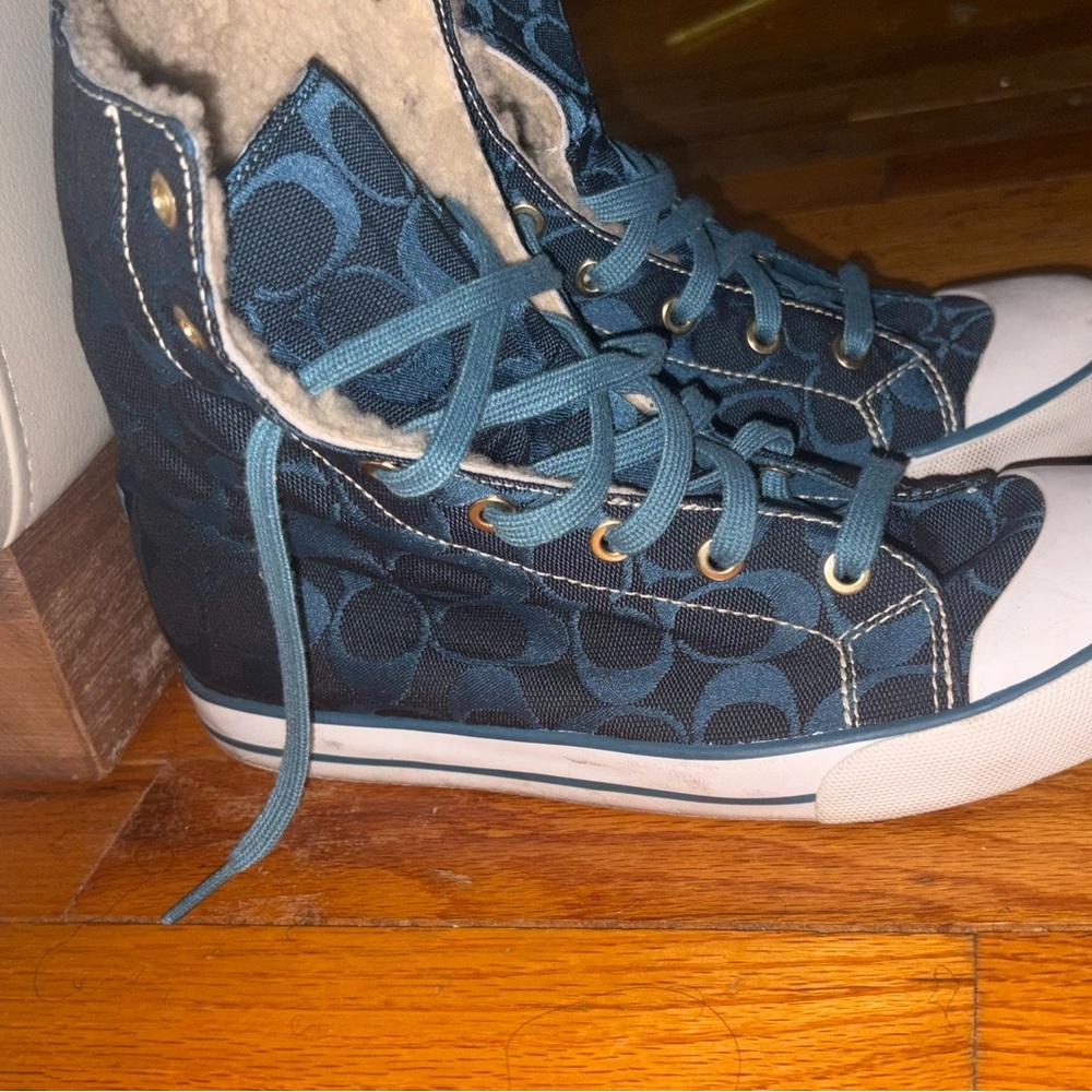 Coach High-Top Sneakers with Logo Pattern - Picture 9 of 14